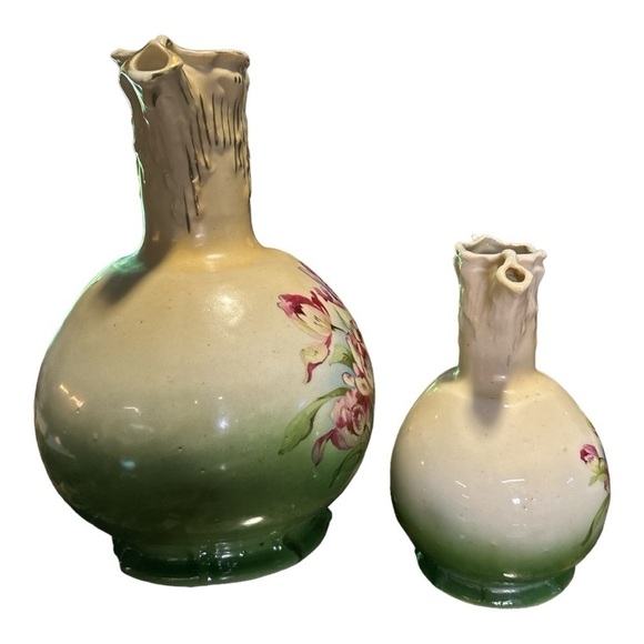 Set of Austrian Antique Jug/Pitchers Floral w Cherry Branch Handle - c.1940’s - Picture 4 of 6